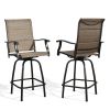 Outdoor Swivel Bar Stools Patio Sling Bar Chairs Padded with Quick Dry Foam, Set of 2