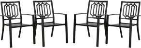 Outdoor Dining Chairs Set of 4 Stacking Patio Metal Arm Chairs for Garden, Yard, Lawn