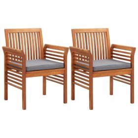 Patio Dining Chairs with Cushions 2 pcs Solid Acacia Wood