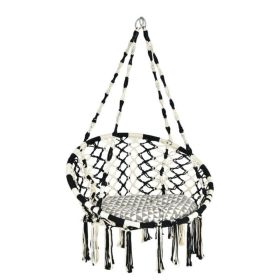 Hanging Hammock Chair with Cushion Macrame Swing Cotton Rope Indoor Outdoor