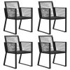 Patio Chairs 4 pcs Rope Rattan Black