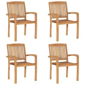 Stacking Patio Chairs 4 pcs Solid Teak Wood