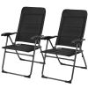 2 Pieces Outdoor Folding Patio Chairs with Adjustable Backrests for Bistro and Backyard