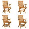 Folding Patio Chairs 4 pcs Solid Teak Wood