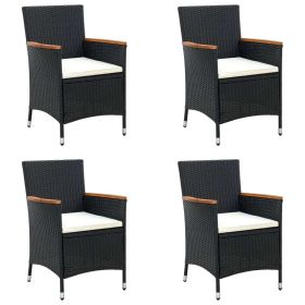 Patio Dining Chairs 4 pcs Poly Rattan Black