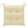 Patio Chairs with Cream White Cushions 8 pcs Solid Teak Wood