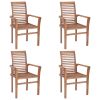 Dining Chairs 4 pcs with Blue Cushions Solid Teak Wood