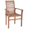 Dining Chairs 4 pcs with Blue Cushions Solid Teak Wood