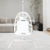 Outdoor Hanging Egg Chair with Stand, Wicker Egg Swing Chair Hammock Chairs with Cushion for Patio, Porch, Indoor, Outdoor and Bedroom