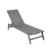 Outdoor 2-Pcs Set Chaise Lounge Chairs,Five-Position Adjustable Aluminum Recliner,All Weather For Patio,Beach,Yard, Pool(Grey Frame/Dark Gray Fabric)