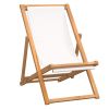 Deck Chair Teak 22.1"x41.3"x37.8" Cream