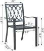 Outdoor Black Stackable Dining Chairs Set Iron Patio Chairs Set of 2 with Armrest Seating Chairs for Garden, Backyard