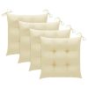 Dining Chairs 4 pcs with Cream White Cushions Solid Teak Wood