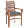 Dining Chairs 8 pcs with Gray Cushions Solid Teak Wood