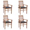 Dining Chairs 4 pcs with Anthracite Cushions Solid Teak Wood