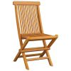 Patio Chairs with Cream White Cushions 8 pcs Solid Teak Wood