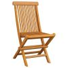 Patio Chairs with Cream Cushions 6 pcs Solid Teak Wood