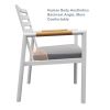 2Pcs Aluminum Teak Dining Chair;  Patio Armchair with Cushion for Indoor or Outdoor; White