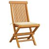 Patio Chairs with Cream Cushions 6 pcs Solid Teak Wood