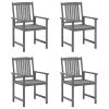 Patio Chairs with Cushions 4 pcs Gray Solid Acacia Wood