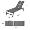 Outdoor 2-Pcs Set Chaise Lounge Chairs,Five-Position Adjustable Aluminum Recliner,All Weather For Patio,Beach,Yard, Pool(Grey Frame/Dark Gray Fabric)