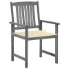 Patio Chairs with Cushions 4 pcs Gray Solid Acacia Wood