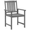 Patio Chairs with Cushions 4 pcs Gray Solid Acacia Wood