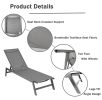 Outdoor 2-Pcs Set Chaise Lounge Chairs,Five-Position Adjustable Aluminum Recliner,All Weather For Patio,Beach,Yard, Pool(Grey Frame/Dark Gray Fabric)