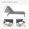 Outdoor 2-Pcs Set Chaise Lounge Chairs,Five-Position Adjustable Aluminum Recliner,All Weather For Patio,Beach,Yard, Pool(Grey Frame/Dark Gray Fabric)