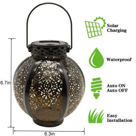 Cross-Border E-Commerce New Solar Wrought Iron Hanging Lamp Outdoor Garden Lamp Waterproof Villa Decoration Chandelier Landscape Lantern (Color: black)