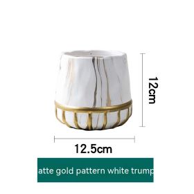 Succulent Flower Pot Golden Edge Home Decoration Wind Marbling Gift Ceramic (Option: Gold Grain Phnom Penh Small)