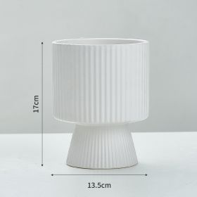 Ceramic Nordic Creative Striped Ceramic Flower Pot (Option: A White)