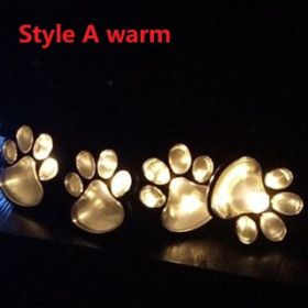 Solar Powered Animal Paw Print Lights LED Solar Lamps Garden Outdoors Lantern LED Path Decorative Lighting Lamp (Option: Style A warm)