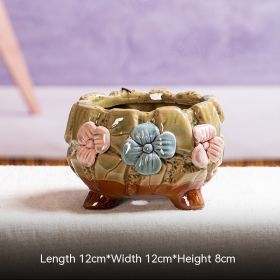 Rose Succulent Flower Pot Stoneware Korean Hand-kneading Breathable Ceramic (Option: D-12 × 12 × 8CM)