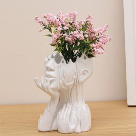 Resin New Goddess Head Flower Pot Home Garden Decoration Melting Woman Medusa Face Flower Pot Garden Decoration Ornaments (Color: White)