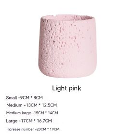 Nordic Cement Flowerpot Creative Volcanic Rock Breathable Greenery Potted Pot With Tray Flowerpot (Option: Sy006 Light Pink-Large)