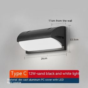 Outdoor Waterproof Wall Lamp Courtyard Shop Door Wall Lamp (Option: White Light 6000K-C Arc 12W)