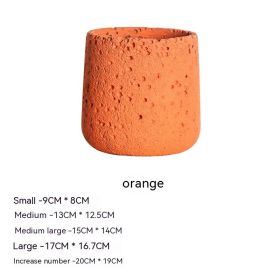 Nordic Cement Flowerpot Creative Volcanic Rock Breathable Greenery Potted Pot With Tray Flowerpot (Option: Sy006 Orange-Large)