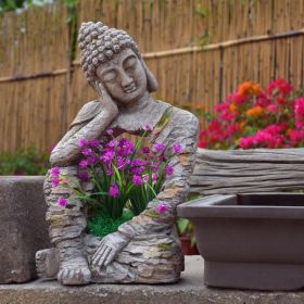 Resin Zen Buddha Statue Flower Pot Courtyard Landscape Balcony Layout Garden Decoration (Option: Buddha statue flowerpot)