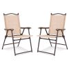 Set of 2 Patio Folding Sling Back Camping Deck Chairs