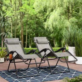 Outdoor Zero Gravity Chair Lounger, 2 Pack (Color: Gray)