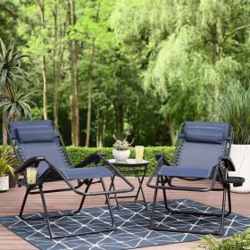 Outdoor Zero Gravity Chair Lounger, 2 Pack (Color: Navy)