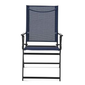 Outdoor Patio Steel Hanging Folding Chairs (2-Pack) (Color: Blue)