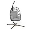 Hanging Folding Egg Chair with Stand Soft Cushion Pillow Swing Hammock