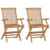 Folding Patio Chairs 2 pcs Solid Teak Wood