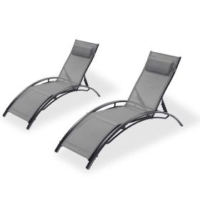 2PCS Set Chaise Lounges Outdoor Lounge Chair Lounger Recliner Chair For Patio Lawn Beach Pool Side Sunbathing (Color: as pic)