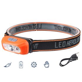 Special Strong Light Charging Super Bright Night Fishing Head Lamp (Option: Orange induction-1pcs)