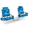 2 Pack 5-Position Outdoor Folding Backpack Beach Table Chair Reclining Chair Set