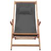 Folding Beach Chair Fabric and Wooden Frame Gray