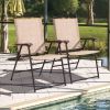 Set of 2 Patio Folding Sling Back Camping Deck Chairs